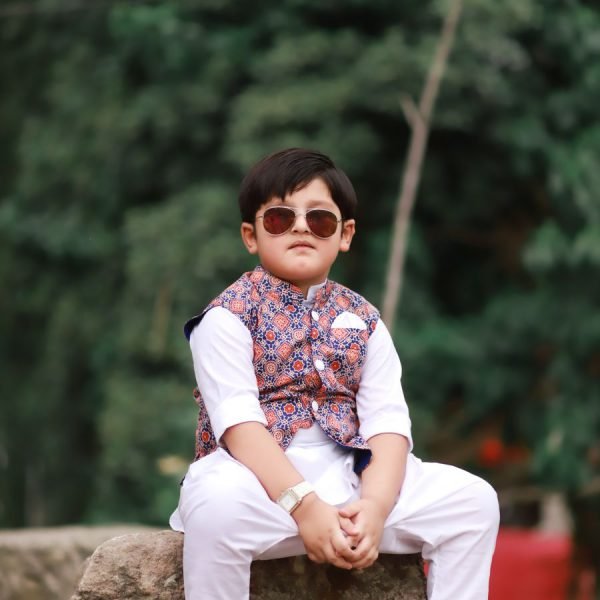 Boys Mandarin Collar Linen-Blend Casual Shirt