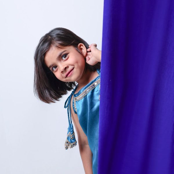 Girls Blue Ethnic Kurta Dress