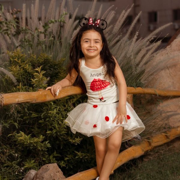 Girls White Dotted Cotton Frock